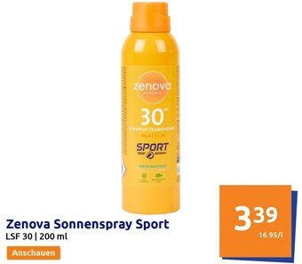 Action Zenova Sonnenspray Sport LSF 30 | 200 ml Angebot