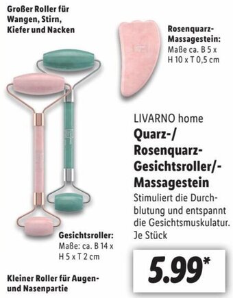 Lidl LIVARNO home Quarz-/ Rosenquarz-Gesichtsroller/-Massagestein Angebot