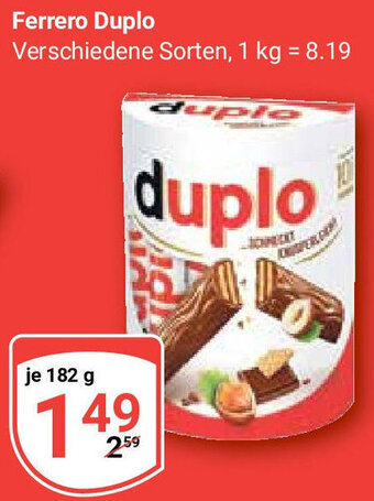 Globus Ferrero Duplo 182 g Angebot