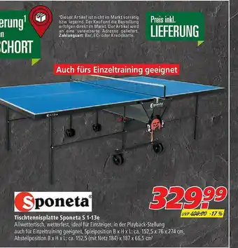 Marktkauf Sponeta Tischtennisplatte S 1-13e Angebot