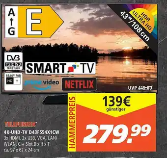 Marktkauf Telefunken 4k Uhd Smart-tv D43f554x1cw Angebot