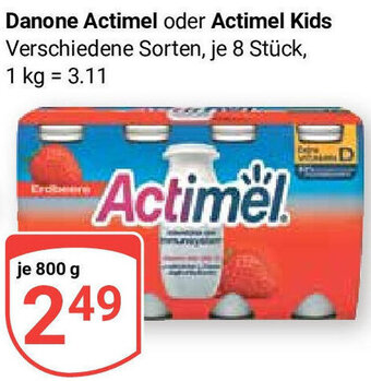 Globus Danone Actimel oder Actimel Kids 800 g Angebot