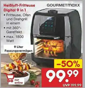 Netto Marken-Discount Heißluft-fritteuse Digital 9 In 1 Gourmetmaxx Angebot