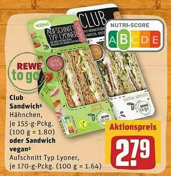 REWE Rewe To Go Clun Sandwich Oder Sandwich Vegan Angebot