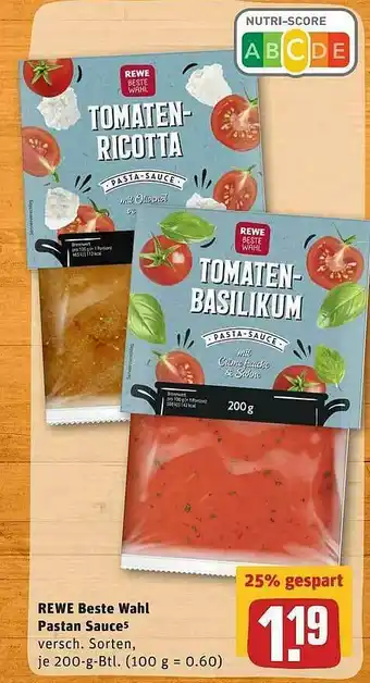 REWE Rewe Beste Wahl Pastan Sauce Angebot