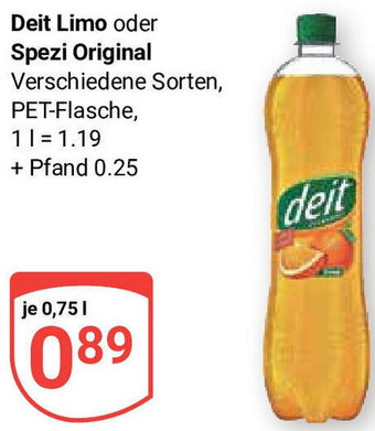 Globus Deit Limo oder Spezi Original 0,75 L Angebot