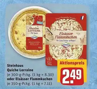 REWE Steinhaus Quiche Lorraine Oder Elsässer Flammkuchen Angebot