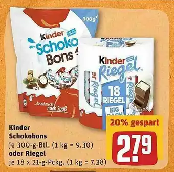 REWE Kinder Schokobons Oder Riegel Angebot