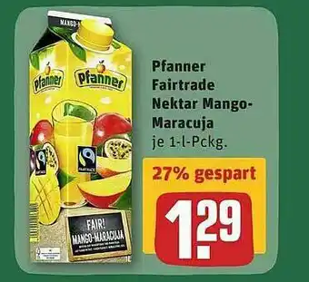 REWE Pfanner Fairtrade Nektar Mango Maracuja Angebot