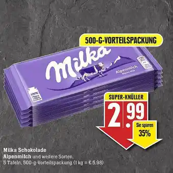 Scheck-in-Center Milka Schokolade Alpenmilch Angebot