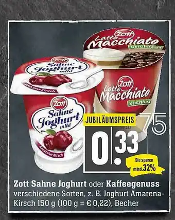 Scheck-in-Center Zott Sahne Joghurt Oder Kaffeeenuss Angebot