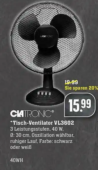 Scheck-in-Center Clatronic Tisch-ventilator Vl3602 Angebot