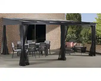 Hornbach Terrassenüberdachung sojag st. barth 10x14 inkl. schneelaststützen, moskitonetz und vorhang 424x296 cmanthrazit Angebot