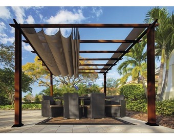Hornbach Aluminium pergola, pavillon paragon outdoor florida 11x11 mit verstellbarem sonnensegel 320 x 320 cm cocoa holzoptik Angebot
