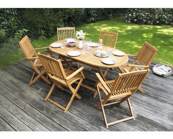 Hornbach Dining-set 6 -sitzer bestehend aus: 6 stühlen und tisch holz akazie Angebot