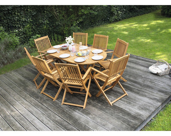 Hornbach Dining-set 8-sitzer bestehend aus: 8 stühle, tisch oval holz Angebot