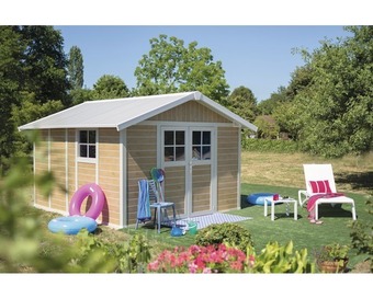 Hornbach Gartenhaus grosfillex deco h11 sherwood 315 x 355 cm holzoptik Angebot