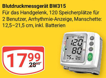 Globus medisana Blutdruckmessgerät BW315 Angebot