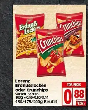 Elli Markt Lorenz Erdnusslocken oder Crunchips Angebot