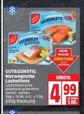 Edeka GUT&GÜNSTIG Norwegische Lachsfilets 250g Angebot