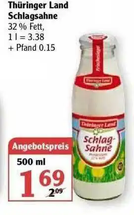 Globus Thüringer Land Schlagsahne Angebot