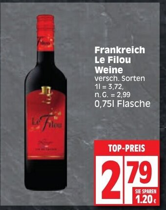 Edeka Le Filou Weine 750ml Angebot