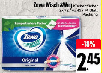 Edeka Zewa Wisch &Weg Küchentücher 2x 72/4x 45/ 74 Blatt Packung Angebot
