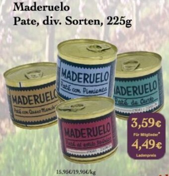 LPG Biomarkt Maderuelo Pate, div. Sorten, 225g Angebot
