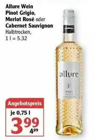 Globus Allure Wein Pinot Grigio Merlot Rosé Cabernet Sauvignon Angebot