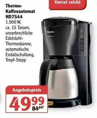 Globus Thermo Kaffeautomat HD7544 Angebot