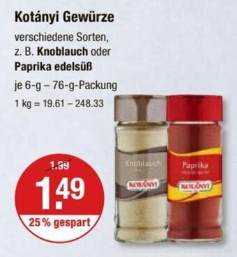 V Markt Kotányi Gewürze je 6-g-76-g-Packung Angebot