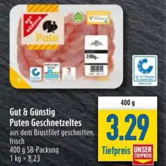 diska Gut & Günstig Puten Geschnetzeltes 400g Angebot