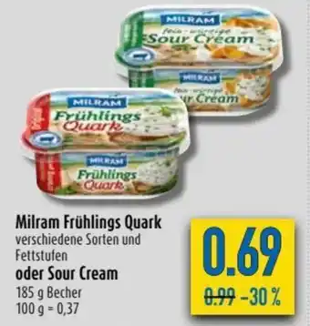 diska Milram Frühlings Quark oder Sour Cream 185g becher Angebot