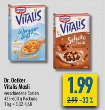 diska Dr. Oetker Vitalis Müsli 425-600g Angebot