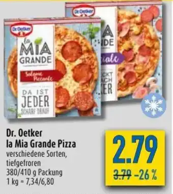 diska Dr. Oetker La Mia Grande Pizza 380/410g Angebot