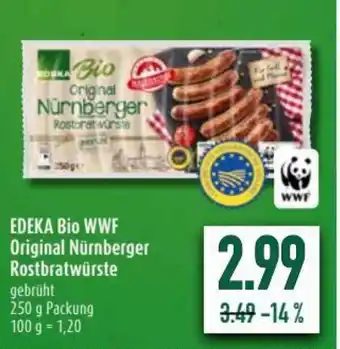 diska Edeka Bio WWF Original Nürnberger Rostbratwürste 250g Angebot