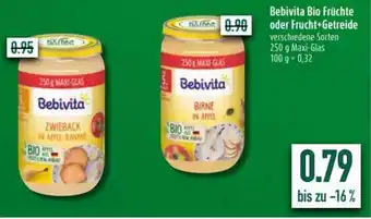 diska Bebivita Bio Früchte oder Frucht+Getreide 250g Angebot