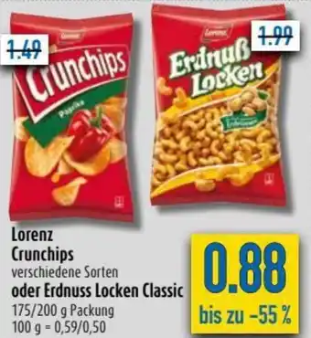 diska Lorenz Crunchips oder Erdnuss Locken Classic 175/200g Angebot