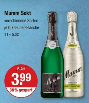 V Markt Mumm Sekt verschiedene Sorten je 0,75-Liter-Flasche Angebot