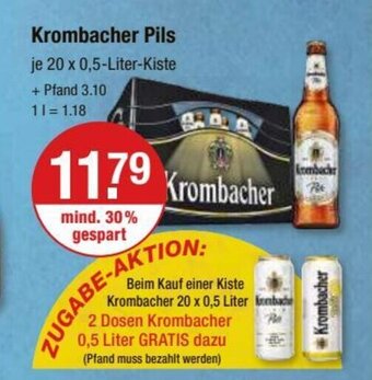 V Markt Krombacher Pils je 20 x 0,5-Liter Angebot