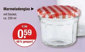 V Markt Marmeladenglas mit Deckel, ca. 230 ml Angebot