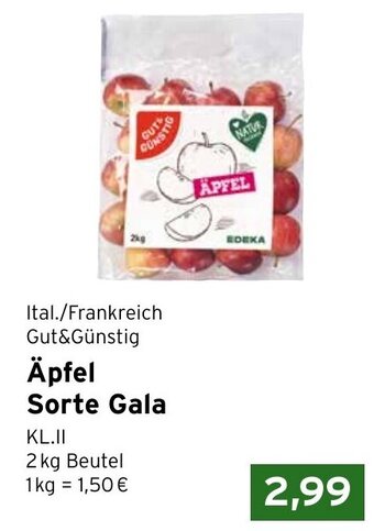 CAP Markt Gut&Günstig Äpfel Sorte Gala 2 kg Beutel Angebot