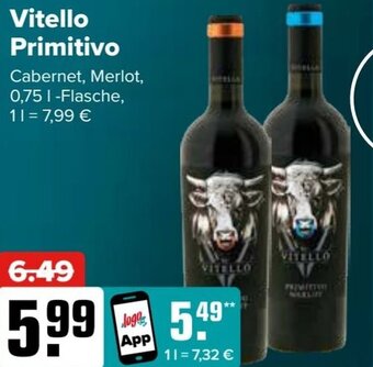 Logo Getränkemarkt Vitello Primitivo 0,75 L Flasche Angebot