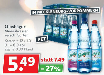 Getränkeland Glashäger Mineralwasser 12x1,0 L Angebot