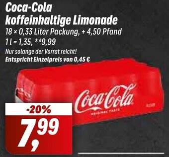 Simmel Coca-Cola koffeinhaltige Limonade 18 x 0,33 Liter Packung Angebot