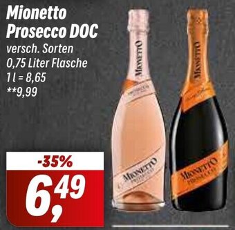 Simmel Mionetto Prosecco DOC 0,75 Liter Flasche Angebot