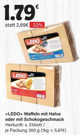 LEDO <<LEDO>> Waffeln mit Halva oder mit Schokogeschmack 300 g Angebot