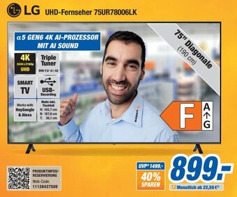 Expert Bening LG UHD-Fernseher 75UR78006LK Angebot