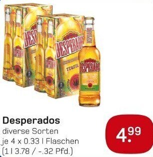 boni Center Desperados 4x0,33 L Flaschen Angebot