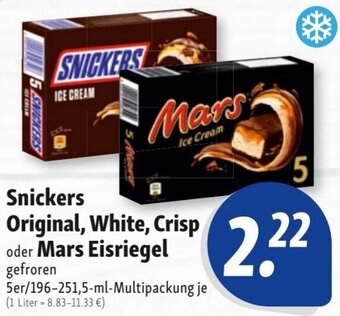 Nah & Frisch Snickers Original, White, Crisp oder Mars Eisriegel 5er/196-251,5-ml-Multipackung Angebot